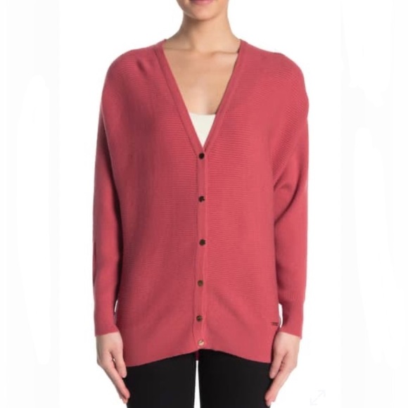 Tahari Ribbed Knit Button Front Cardigan - Picture 2 of 7